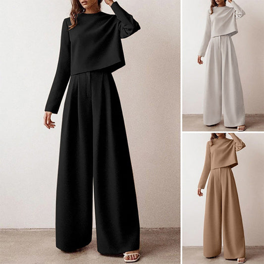 Nokmo | Women's Two-Piece Palazzo Set Long Sleeve