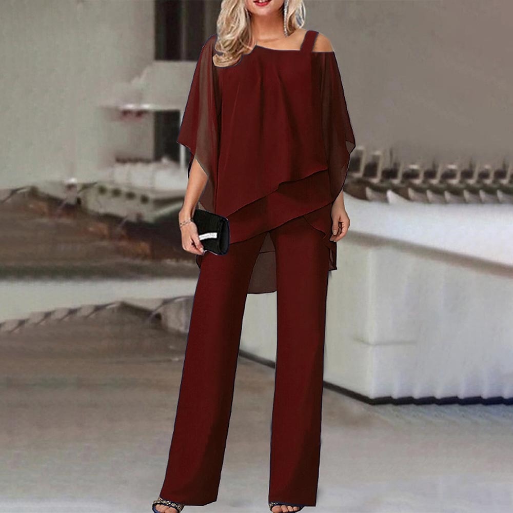 Nokmo Women's Two-Piece Set | Elegant Jumpsuit with Cold Shoulder Blouse