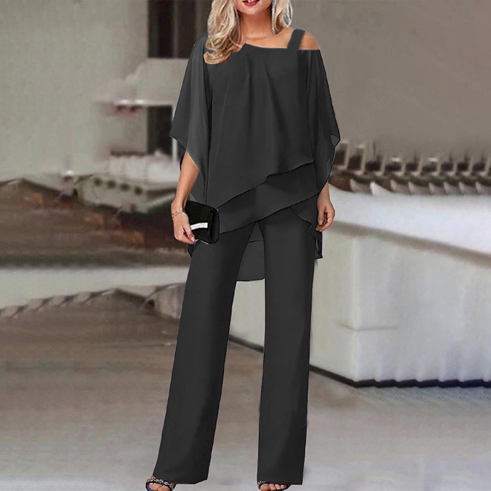 Nokmo Women's Two-Piece Set | Elegant Jumpsuit with Cold Shoulder Blouse