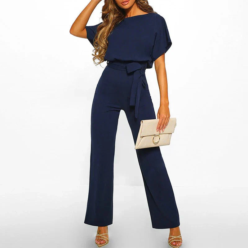 Nokmo | Women's Wide Leg Jumpsuit with Belted Waist