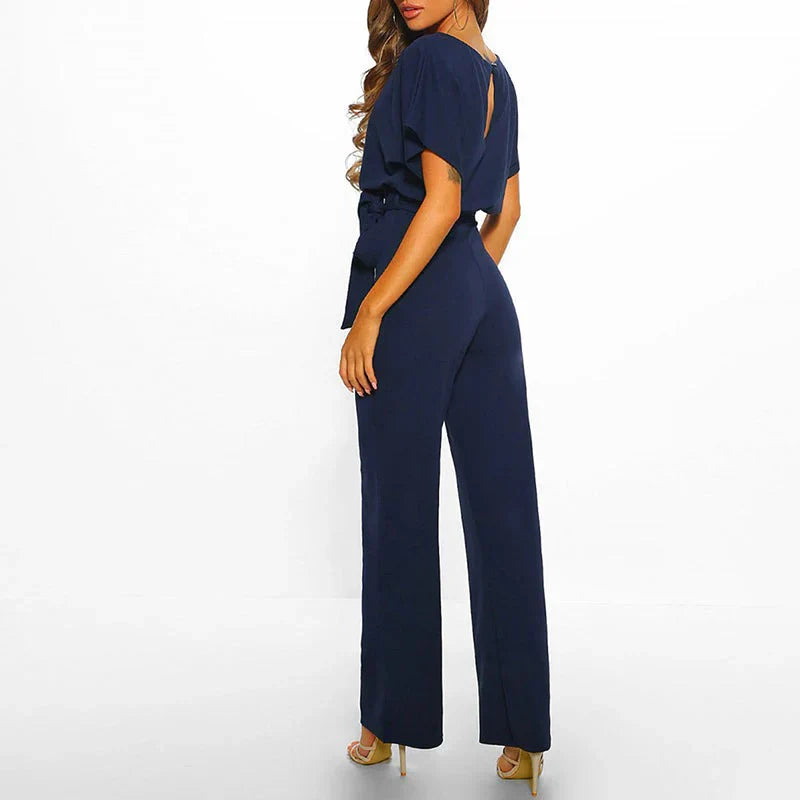 Nokmo | Women's Wide Leg Jumpsuit with Belted Waist
