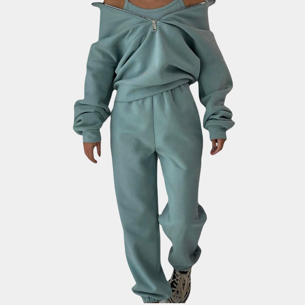 Nokmo | Women's Zip Neck Sweatshirt & Jogger Set