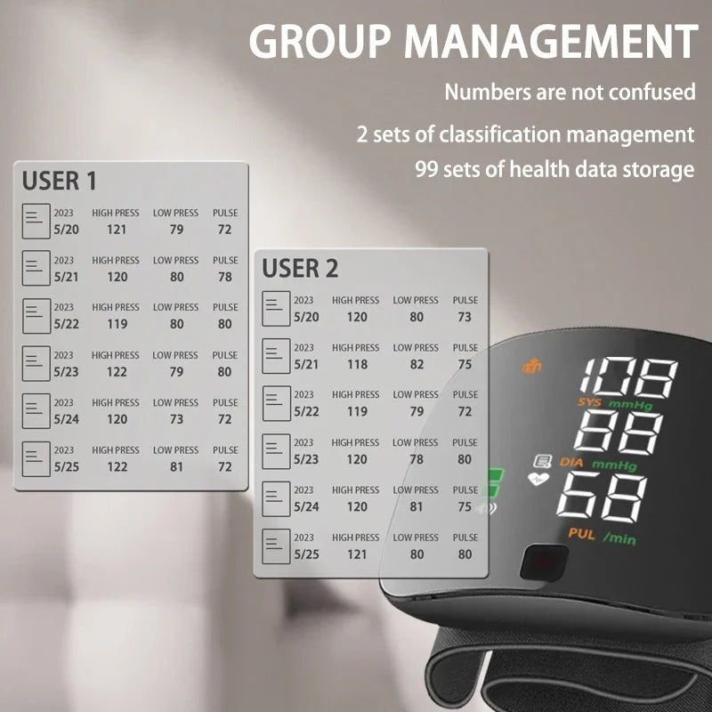 Nokmo | Wrist Blood Pressure Monitor – Electronic Portable Sphygmomanometer with Voice Alerts