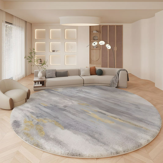 Kulatý koberec z jehněčí vlny Nordic Grey s abstraktním vzorem