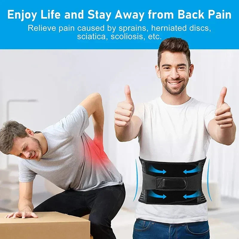 OrthoFlexa Back Support Belt | 360° Lumbar Support with Memory Aluminum and Steel Springs | Breathable & Invisible Under Clothing