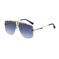 Oversize solbriller i aviator-stil med firkantede, tonede glas uden stel og dobbeltbro
