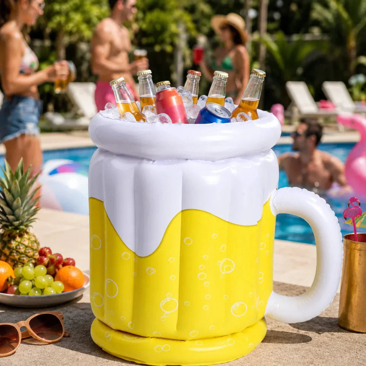 PARTYCHILL – Inflatable Beer Mug Ice Bucket for Chilled Drinks at Any Party
