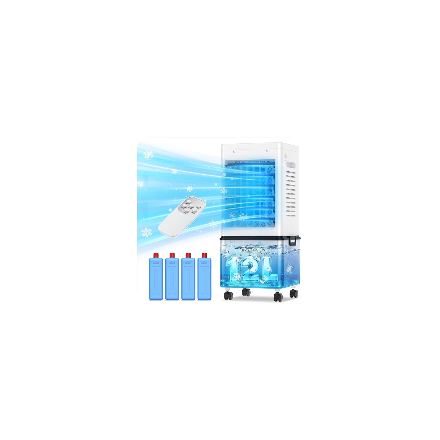 Portable Evaporative Air Cooler for Home, 12L Tank & Timer
