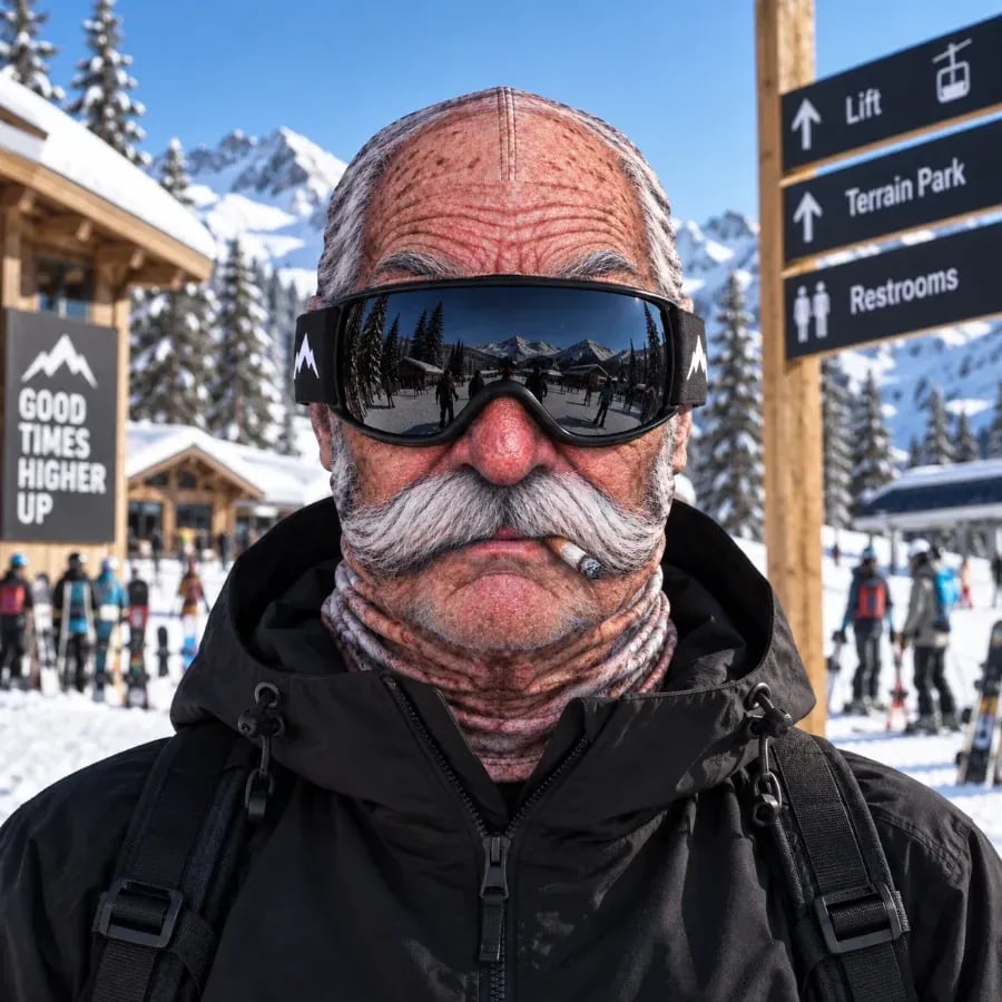Balaclava med realistisk ansigt - sjov skimaske til eventyr i koldt vejr