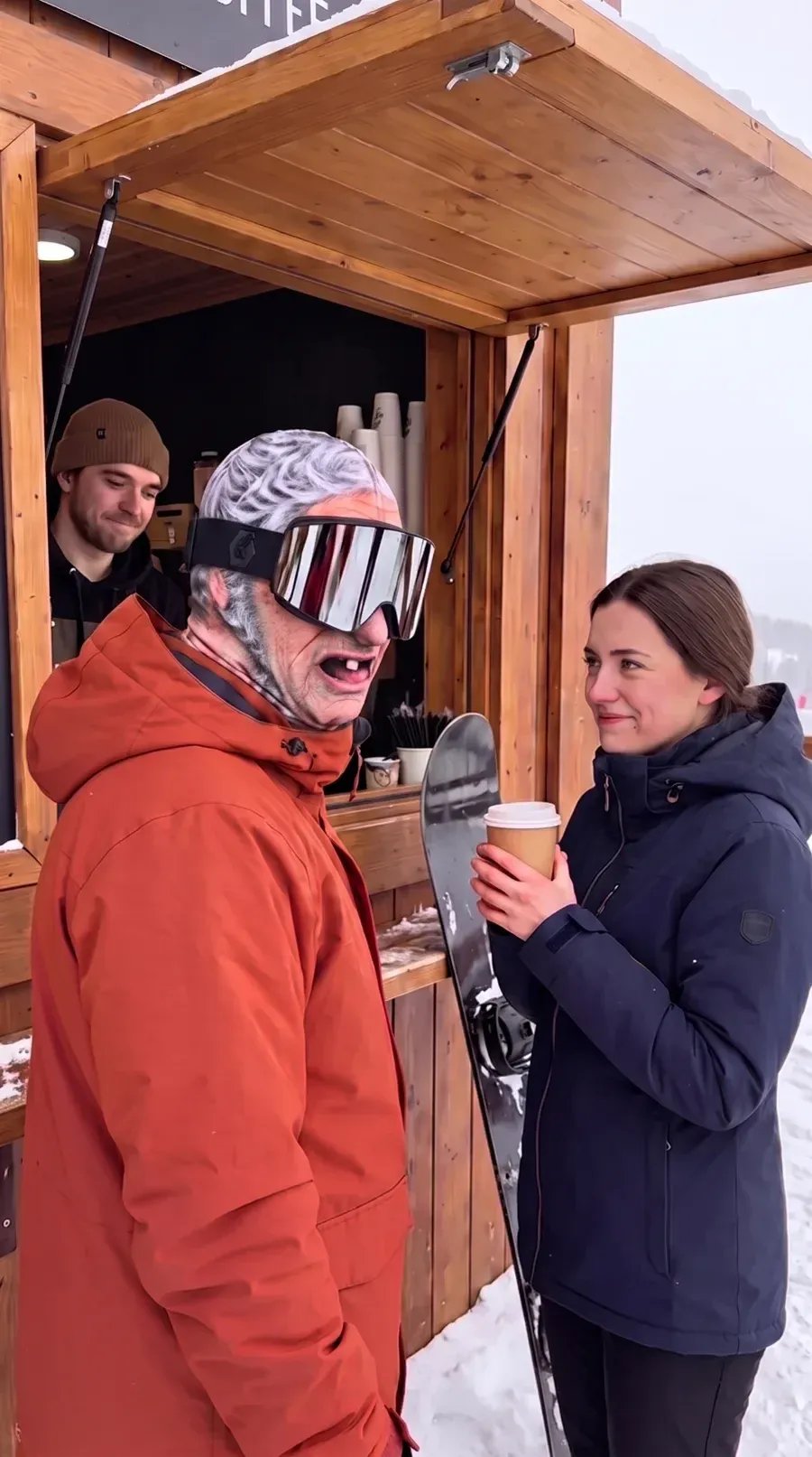 Balaclava med realistisk ansigt - sjov skimaske til eventyr i koldt vejr