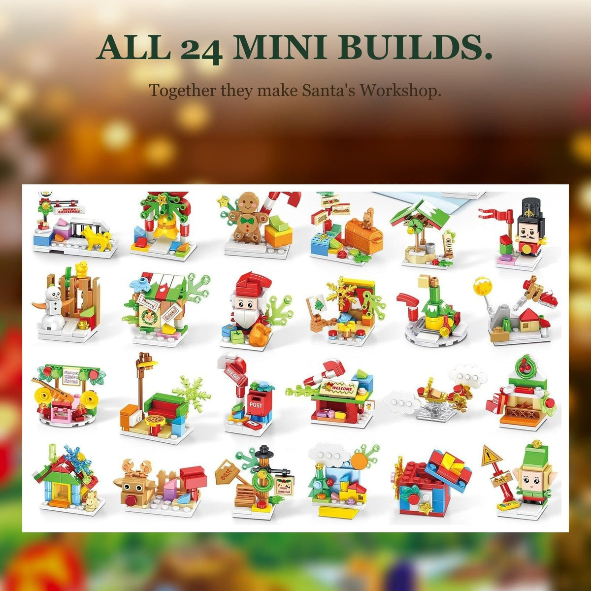 24-in-1 Santa's Workshop Advent Calendar, 769-Piece Brick Set