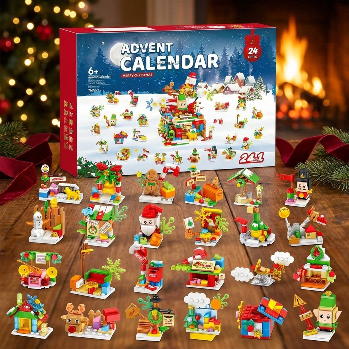 24-in-1 Santa's Workshop Advent Calendar, 769-Piece Brick Set