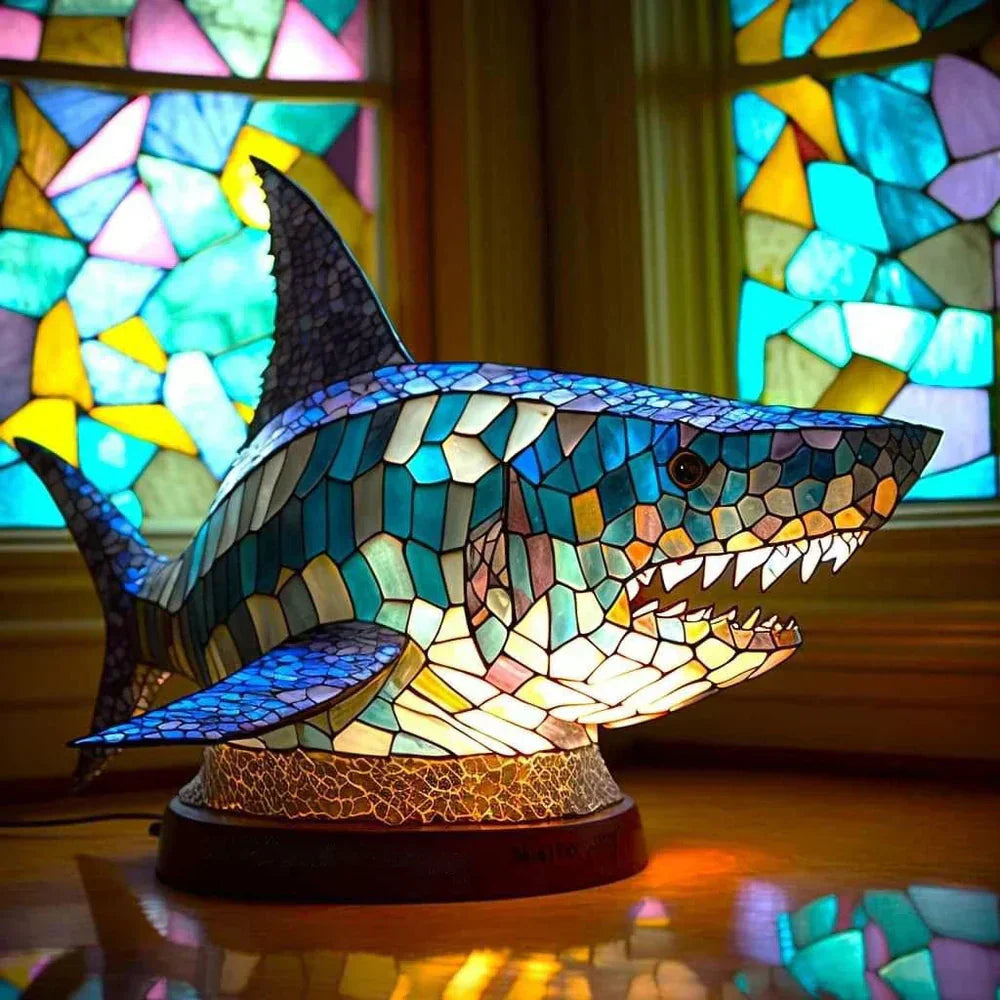 Sculptural Glass Lamp with Animal Motifs in Subtle Light