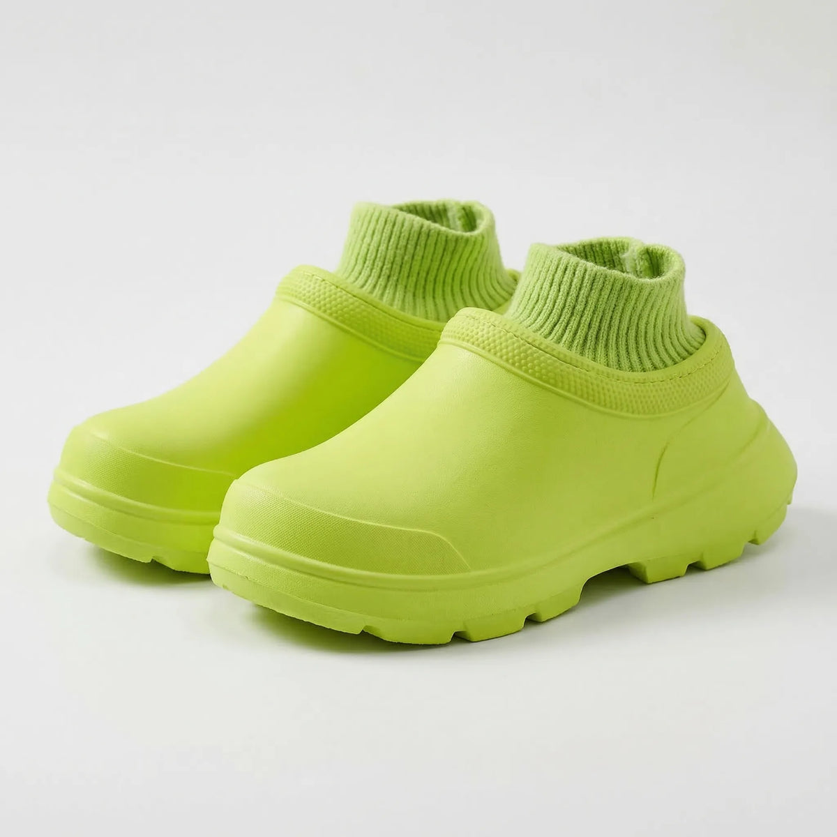 Slip-on-træsko med strikket manchet ved anklen