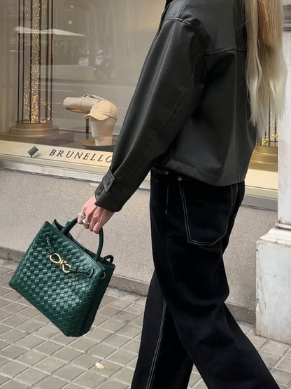 Small Woven Handbag – Compact and Elegant Braided Bag