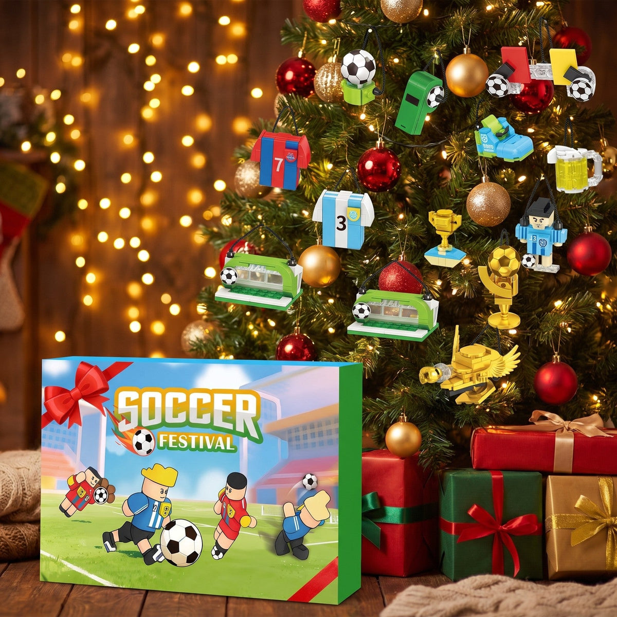 Football Advent Calendar, 600 Brick Pieces with Hanging Cords