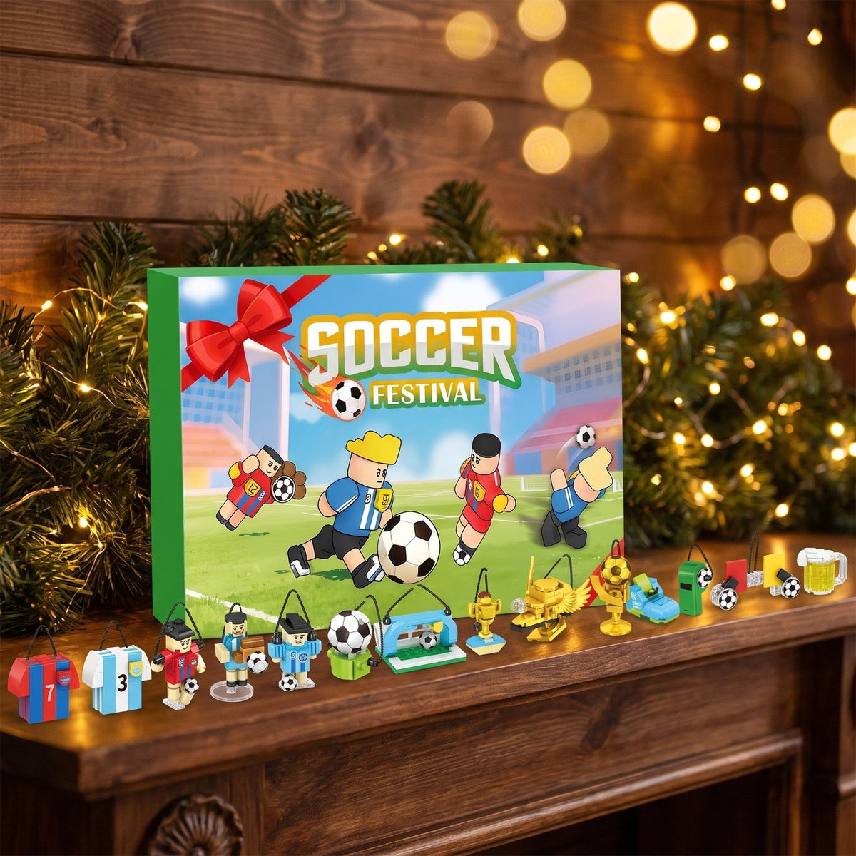 Football Advent Calendar, 600 Brick Pieces with Hanging Cords