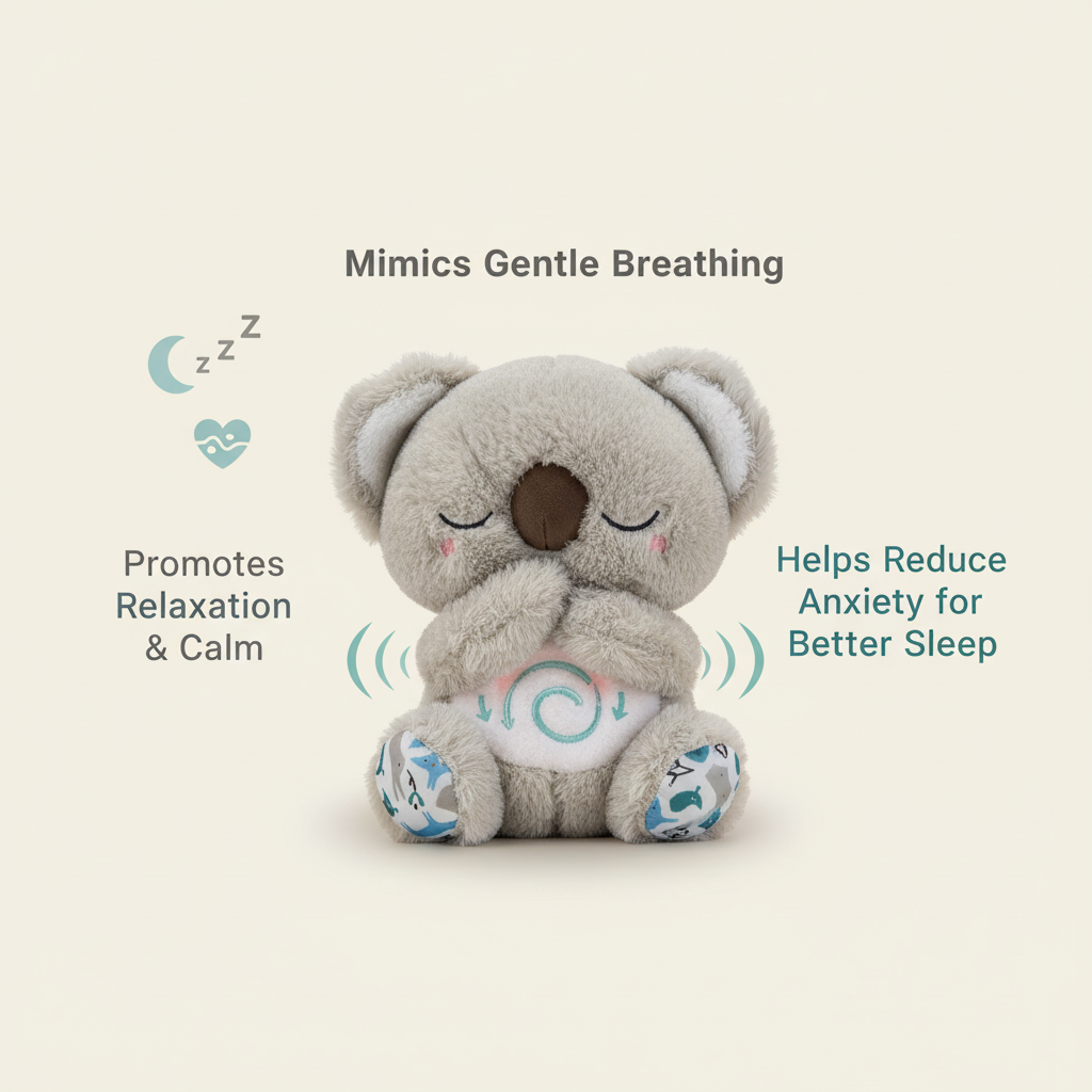Soothing Koala Breathing Toy | Rhythmic Breathing Simulator | Haptic Touch Therapy Sound Ultrasonic | Integrated LED Night Light | Weighted Plush Companion