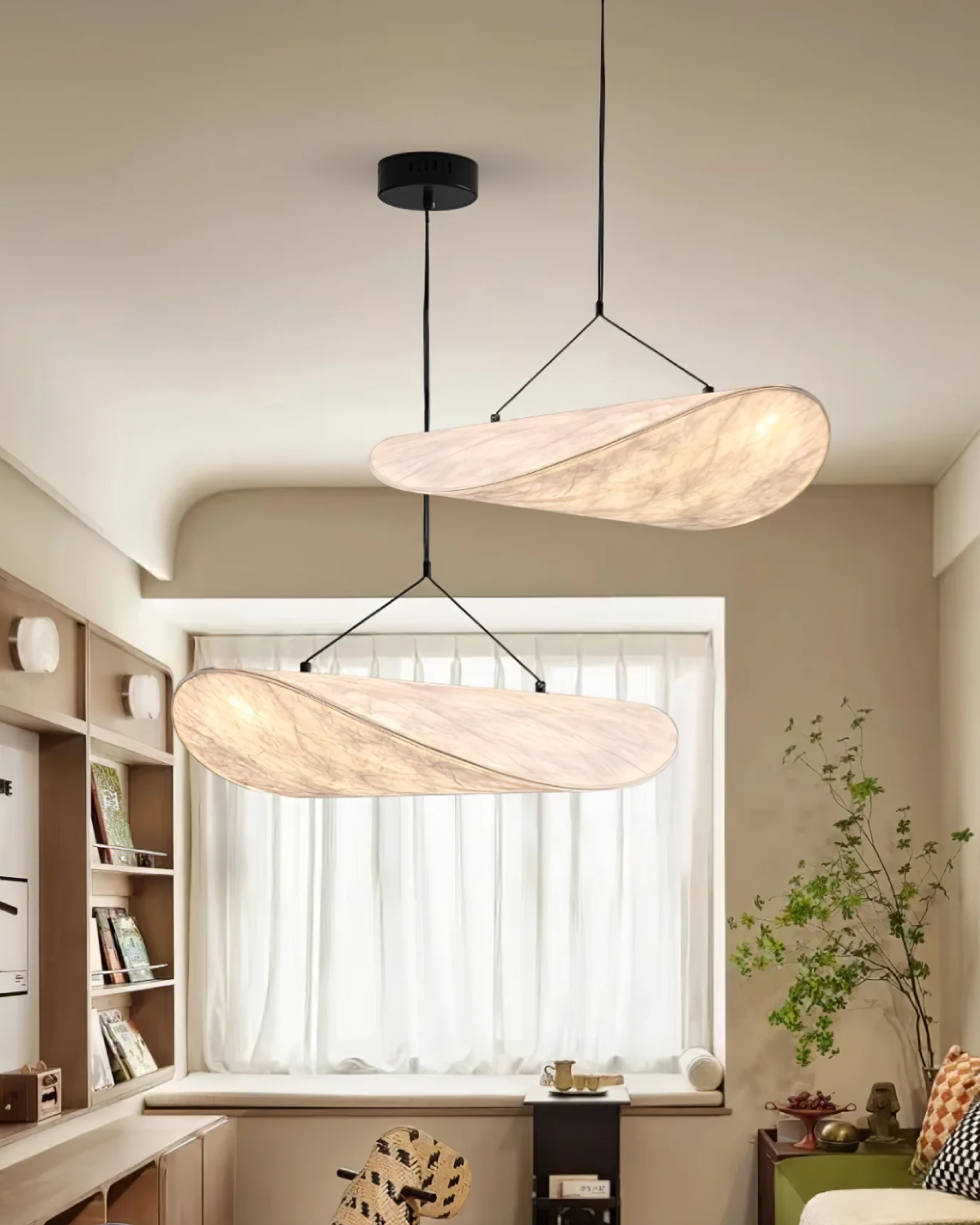 Subtle Japandi Lamp with Eclipse Light Effect