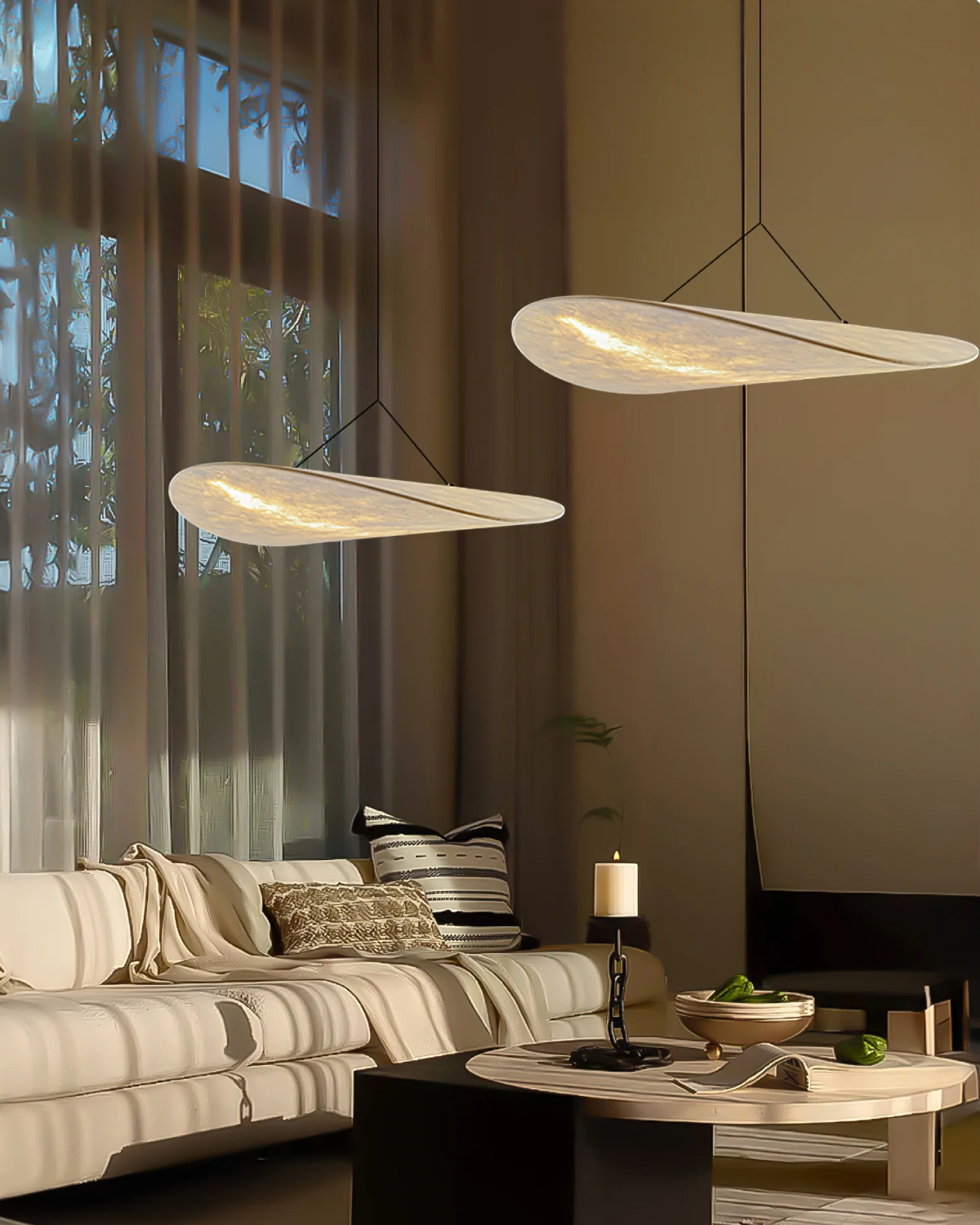 Subtle Japandi Lamp with Eclipse Light Effect