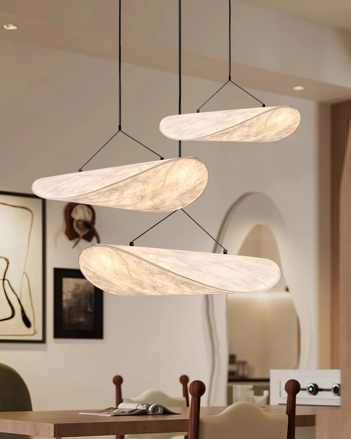 Subtle Japandi Lamp with Eclipse Light Effect