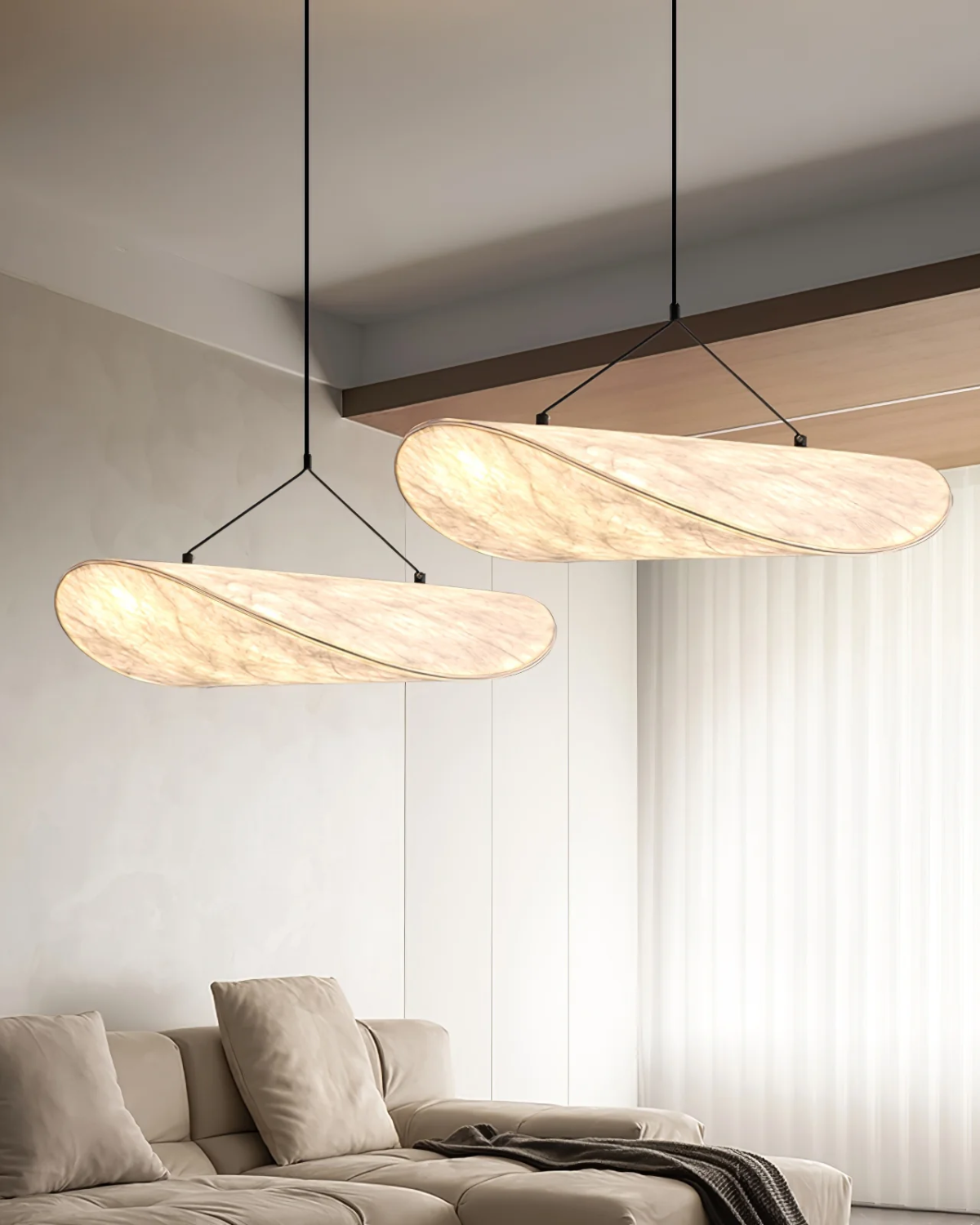 Subtle Japandi Lamp with Eclipse Light Effect