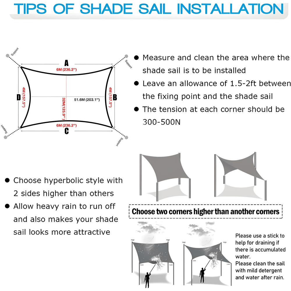 SUNSAIL – Waterproof Sun Sail with UV Protection for Terrace and Balcony