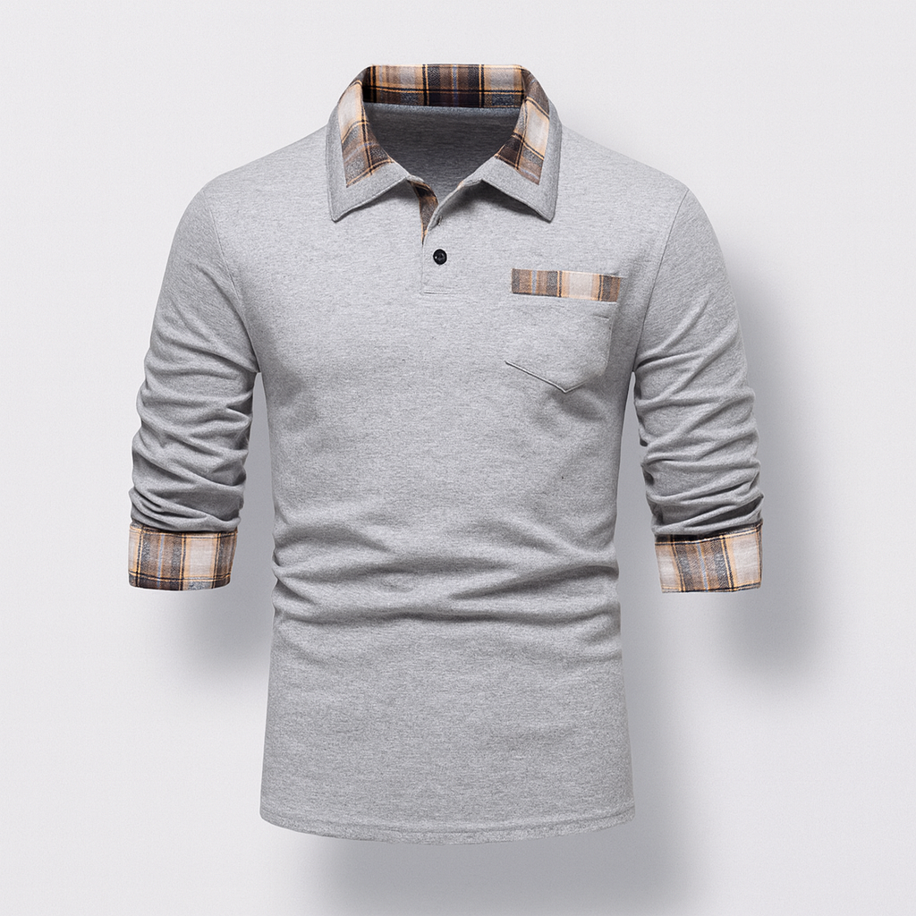 Tommy Polo | Long-sleeved polo shirt with patchwork collar for men