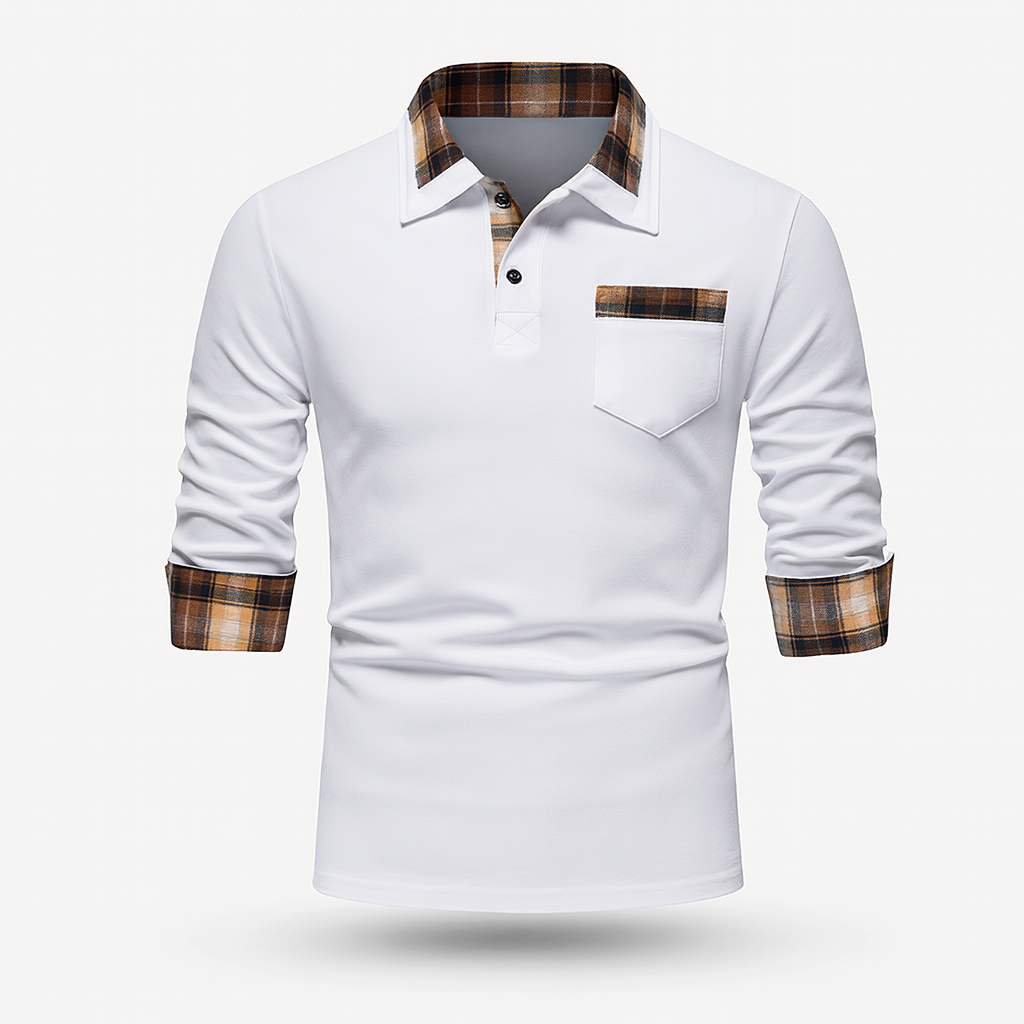 Tommy Polo | Long-sleeved polo shirt with patchwork collar for men