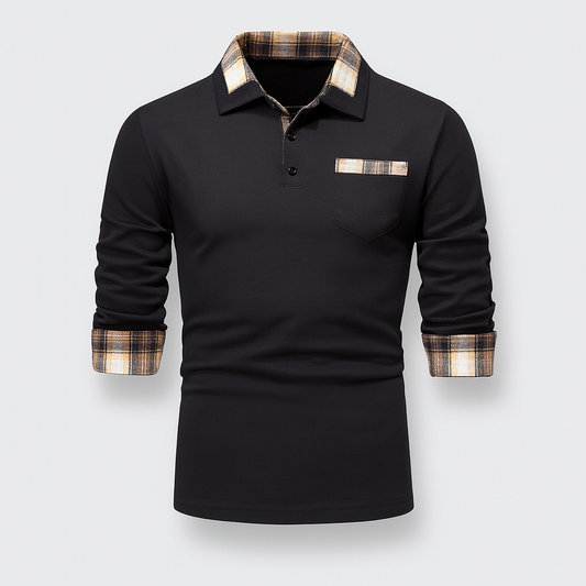 Tommy Polo | Long-sleeved polo shirt with patchwork collar for men