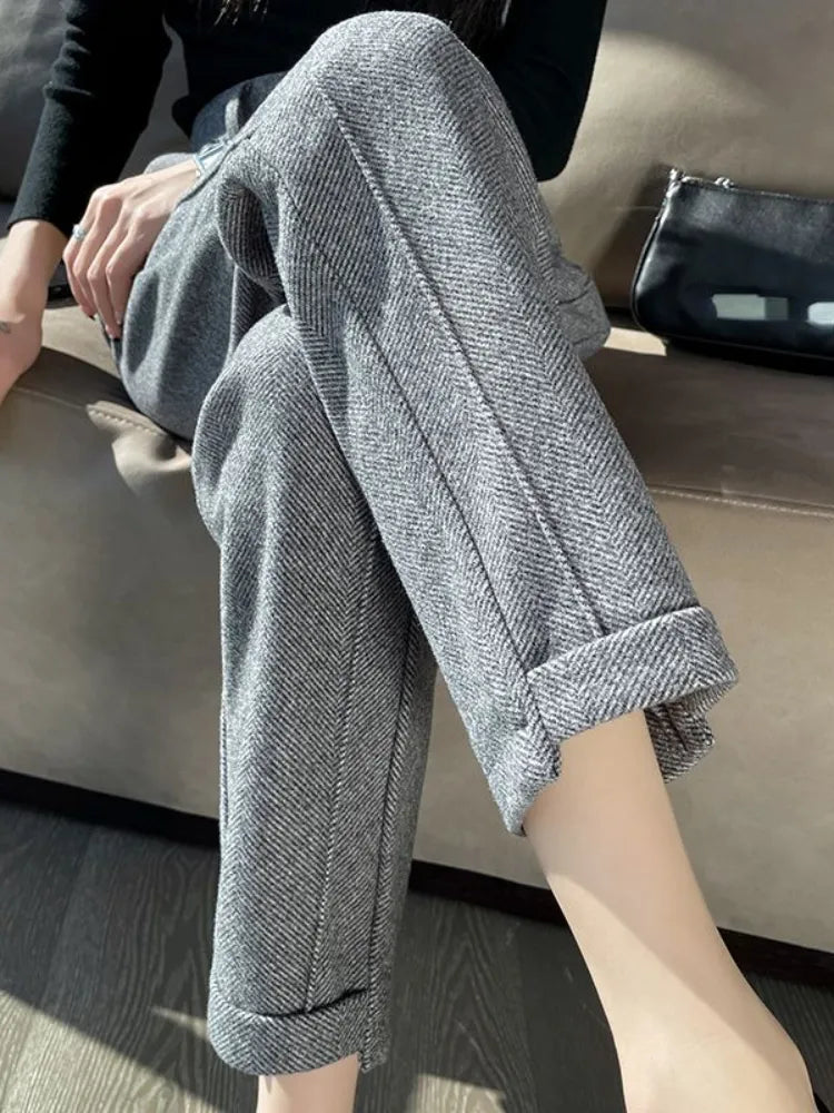 Tweed - High-waisted wool pencil trousers
