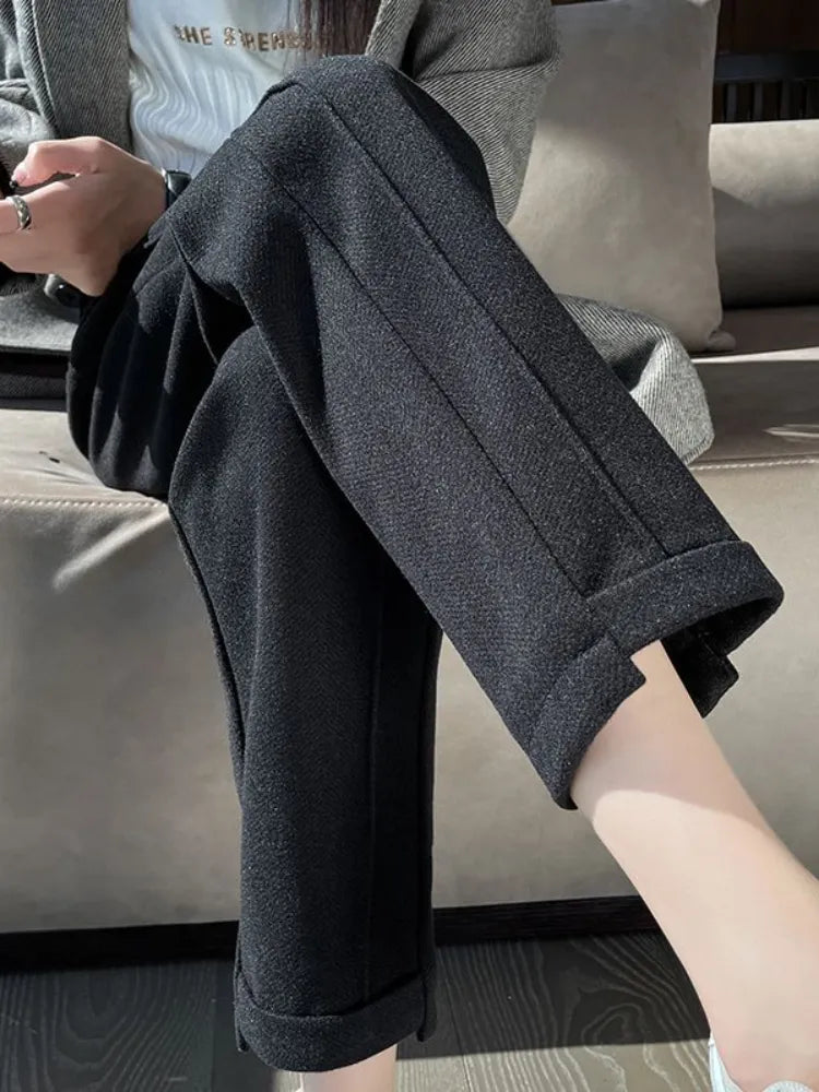 Tweed - High-waisted wool pencil trousers