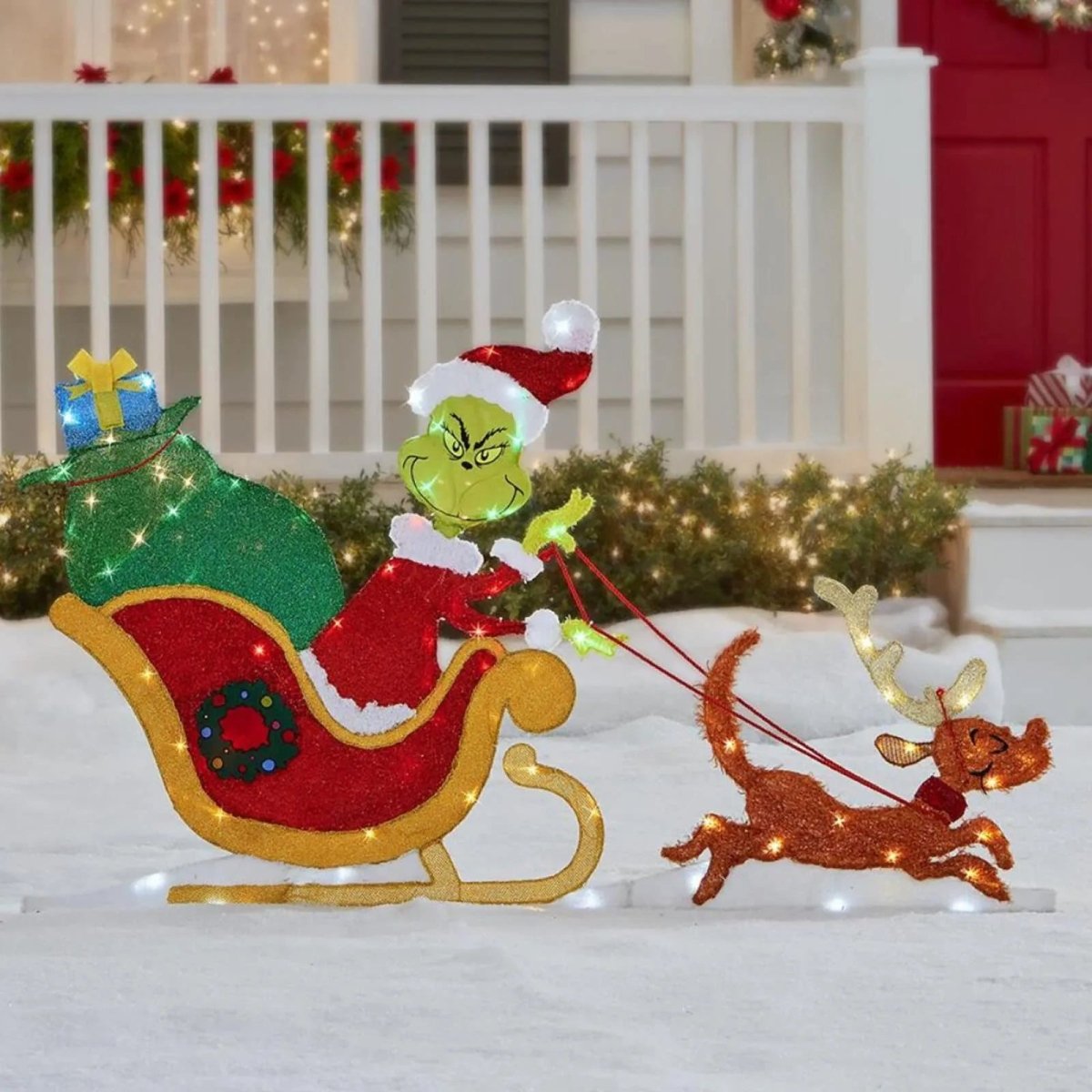 TWINKLON – Festive Grinch Garden Decoration with LED Lighting for Christmas Atmosphere Outdoors