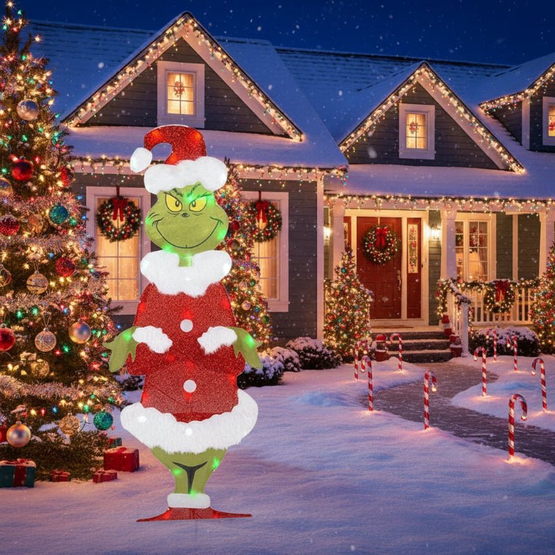 TWINKLON – Festive Grinch Garden Decoration with LED Lighting for Christmas Atmosphere Outdoors