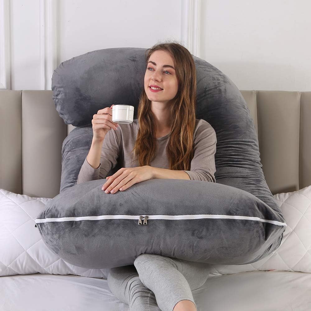 U-Shaped Pregnancy Pillow - Full Body Support for Back, Belly, and Shoulders