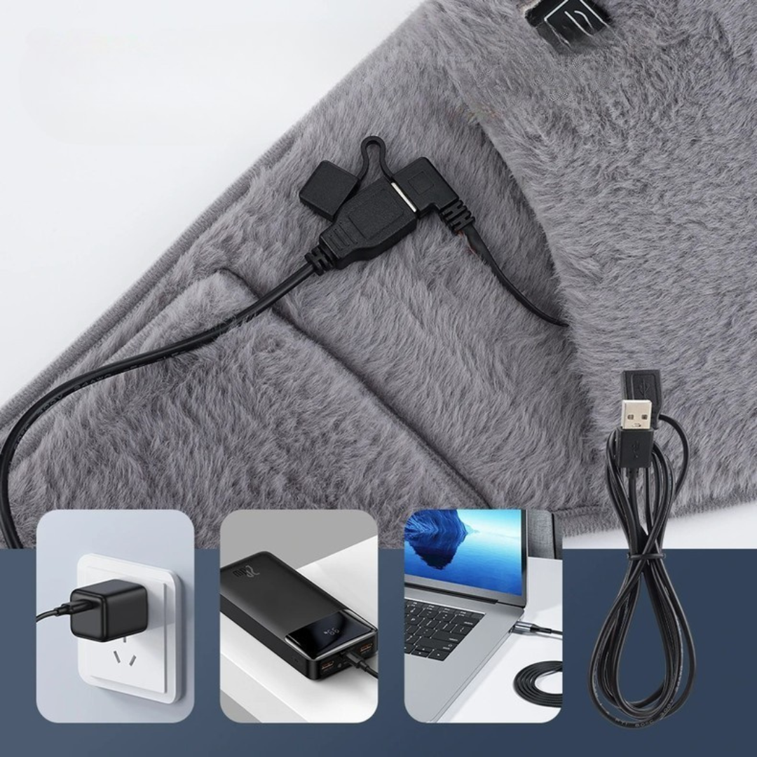 USB Heating Belt with Temperature Control – Soft Velvet for Heating Waist and Hands, 45-65°C, Portable, 105 x 20 cm