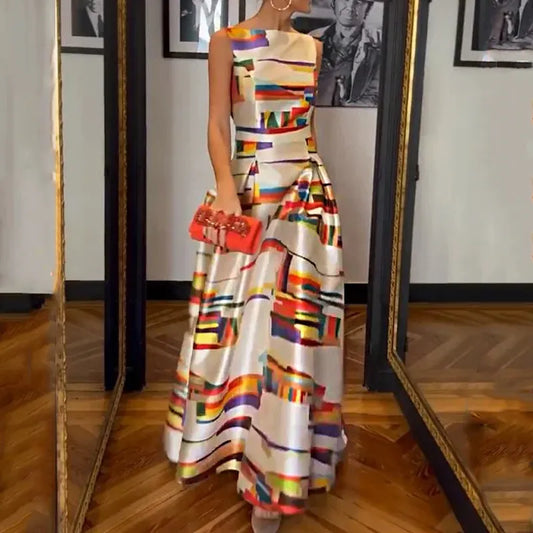 Vernice - Elegant Long Satin Autumn Dress