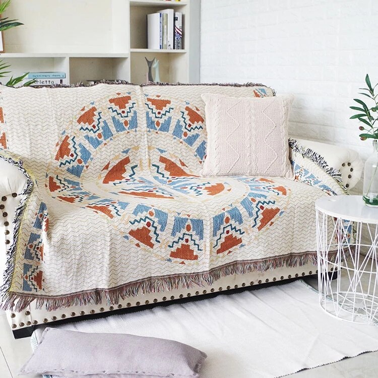 Vintage tæppe til sofaen med græskardesign