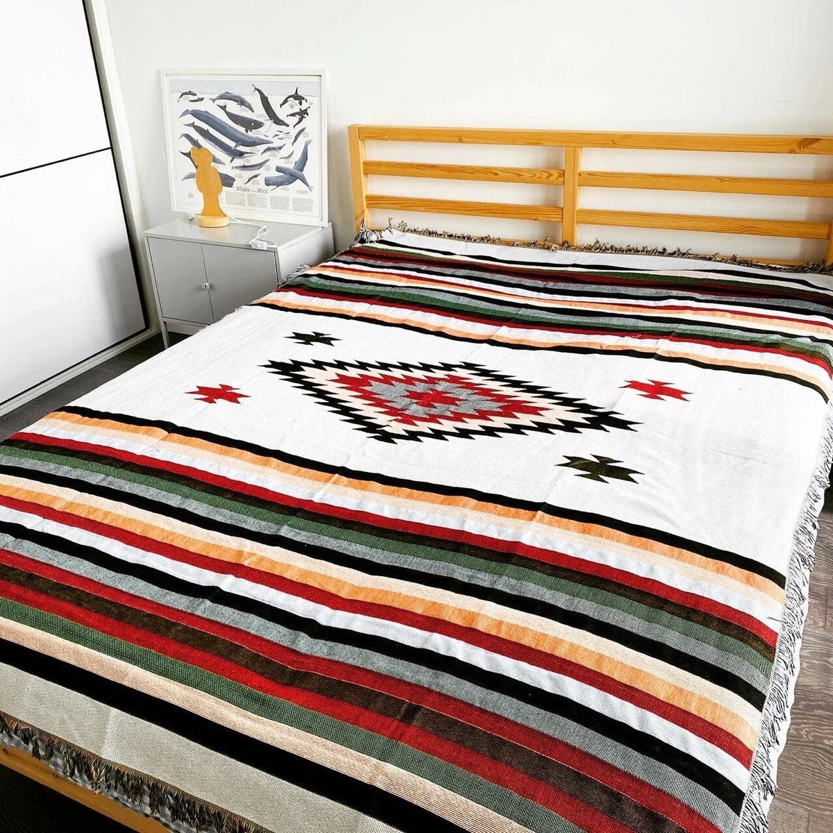 Vintage tæppe til sofaen med græskardesign