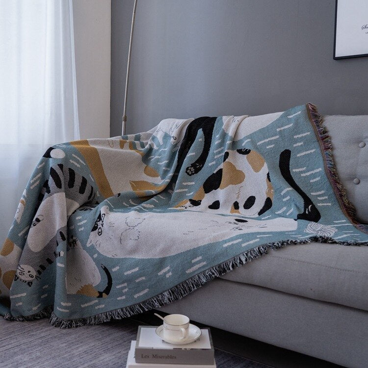 Vintage tæppe til sofaen med græskardesign
