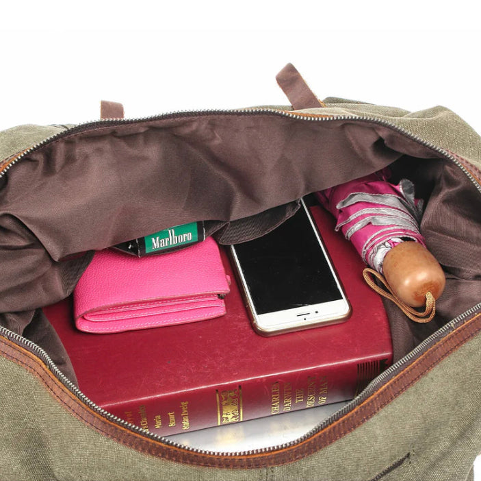 Vintage Waxed Canvas Travel Bag | Classic Weekend Bag