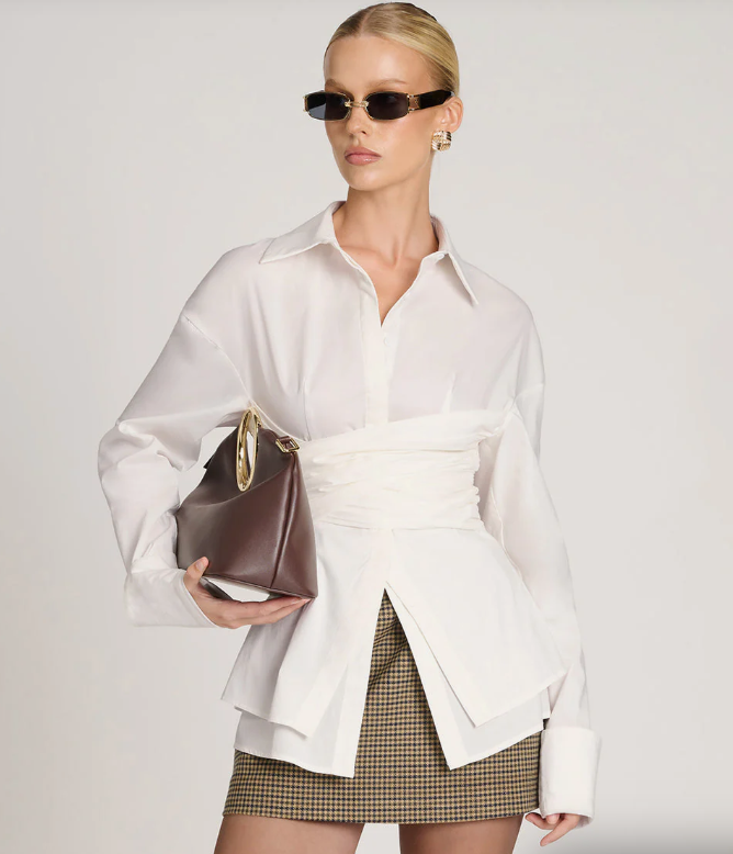 VioraLuxe™ Draped Waist Shirt — Sculpt Your Waist and Command Every Room with Effortless Elegance