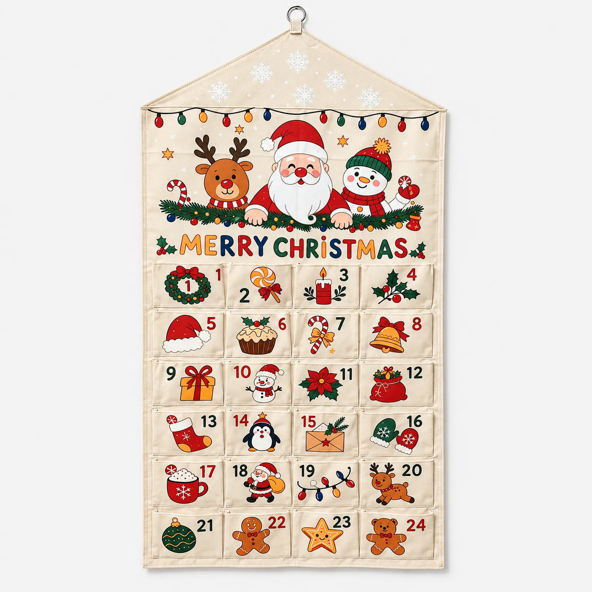 Væghængt adventskalender i lærred