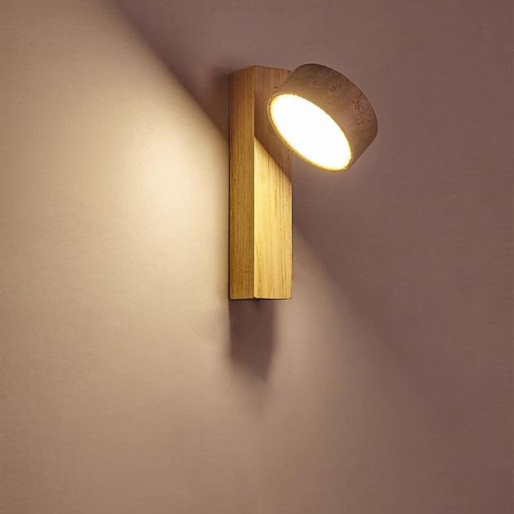 Wall Lamp Made of Travertine in Ivory Shade