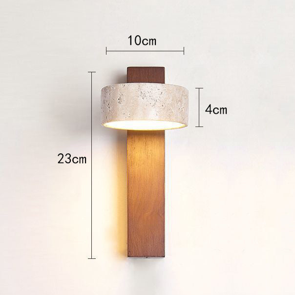Wall Lamp Made of Travertine in Ivory Shade