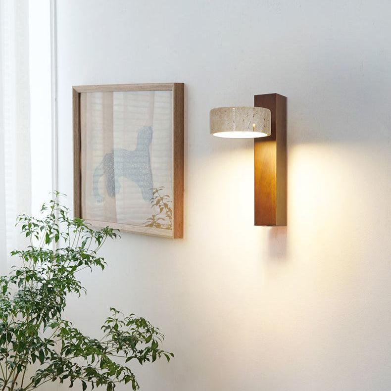 Wall Lamp Made of Travertine in Ivory Shade