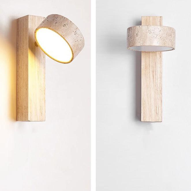 Wall Lamp Made of Travertine in Ivory Shade