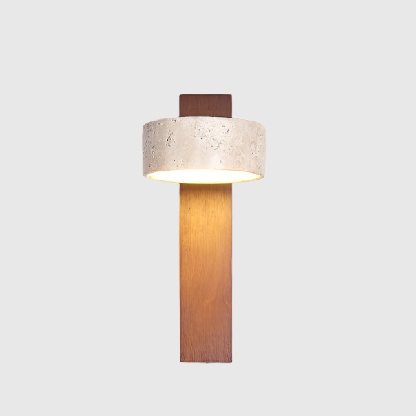 Wall Lamp Made of Travertine in Ivory Shade