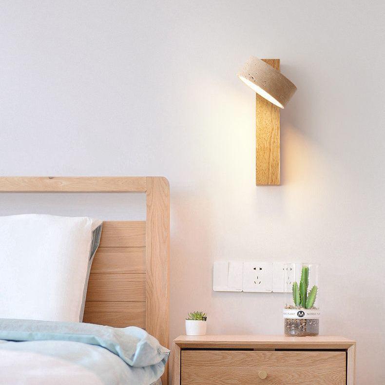 Wall Lamp Made of Travertine in Ivory Shade