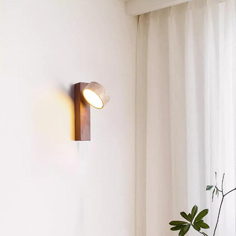 Wall Lamp Made of Travertine in Ivory Shade